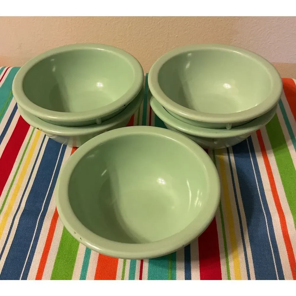 Vintage Set of 5 Dallas Ware Melamine Bowls Seafoam Green